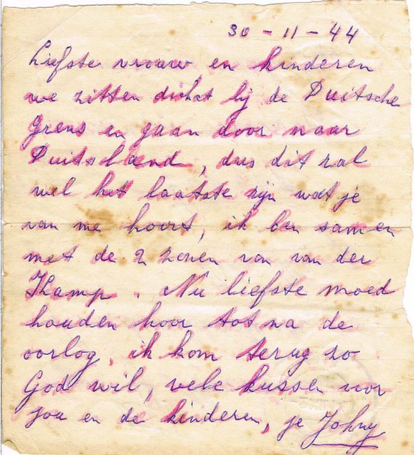 14 briefje Pa op weg naar Dresden, 30-11-'44 voorkant.jpg