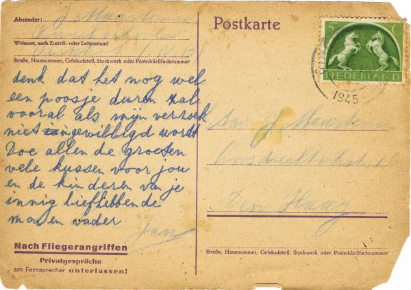 30 Briefkaart Pa uit Oirschot, 1-6-'45 achterkant.jpg